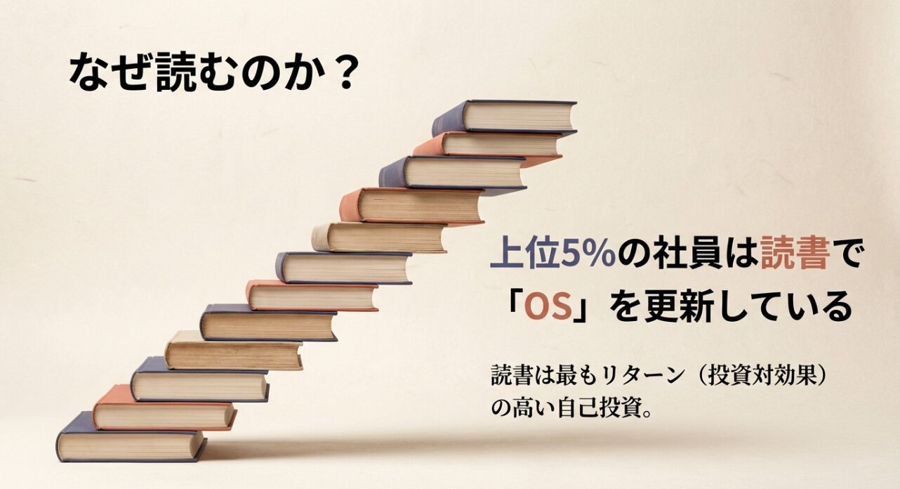 なぜ読むのか？上位5%の社員は読書で「OS」を更新している。読書は最もリターン（投資対効果）の高い自己投資。