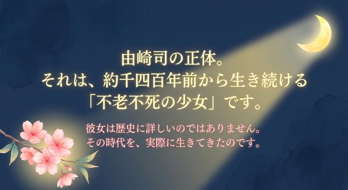 由崎司の正体は約1400年前から生き続ける不老不死の少女であることを示す画像