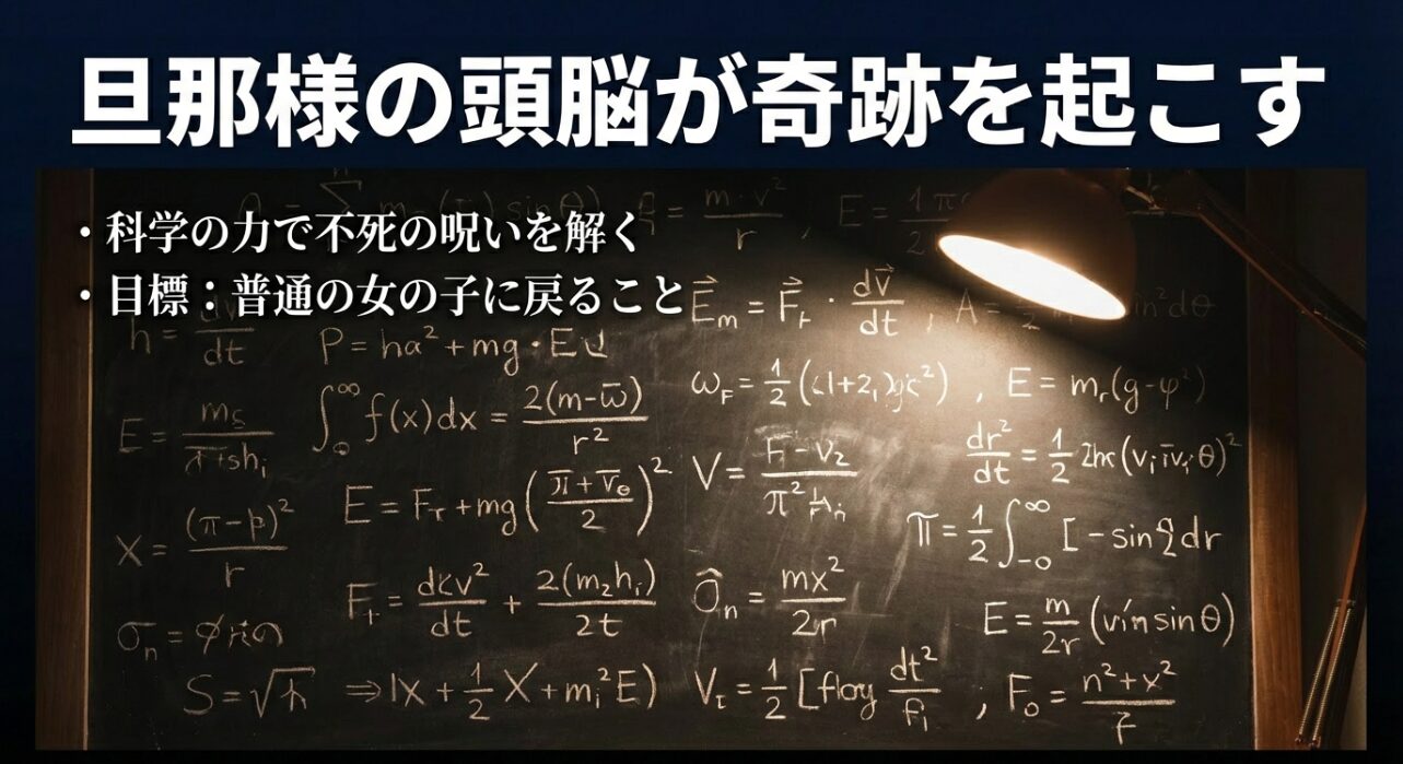 ナサの知性と科学の力で不老不死の呪いを解き、普通の女の子に戻るための複雑な数式群