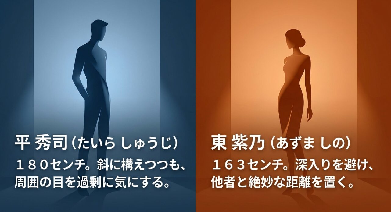 平秀司と東紫乃の身長や、対人関係において絶妙な距離を置くなどのプロフィール情報まとめ