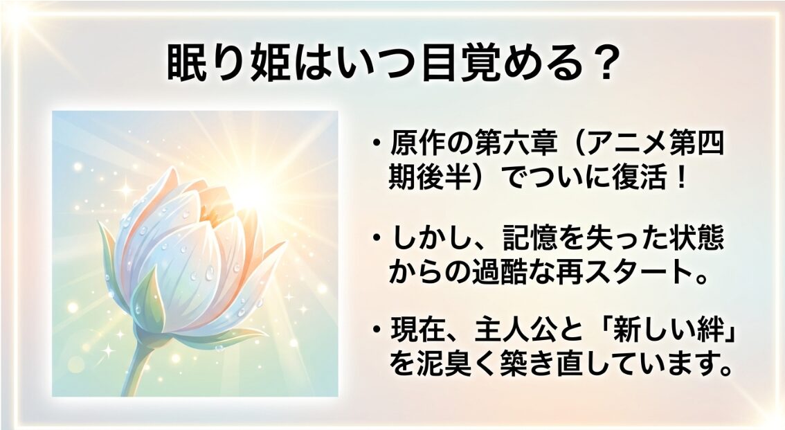 リゼロのレムが原作第6章終盤で目覚めることを解説した図