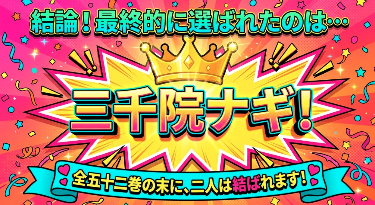 ハヤテのごとく最終回で選ばれたのは三千院ナギであることを解説したスライド