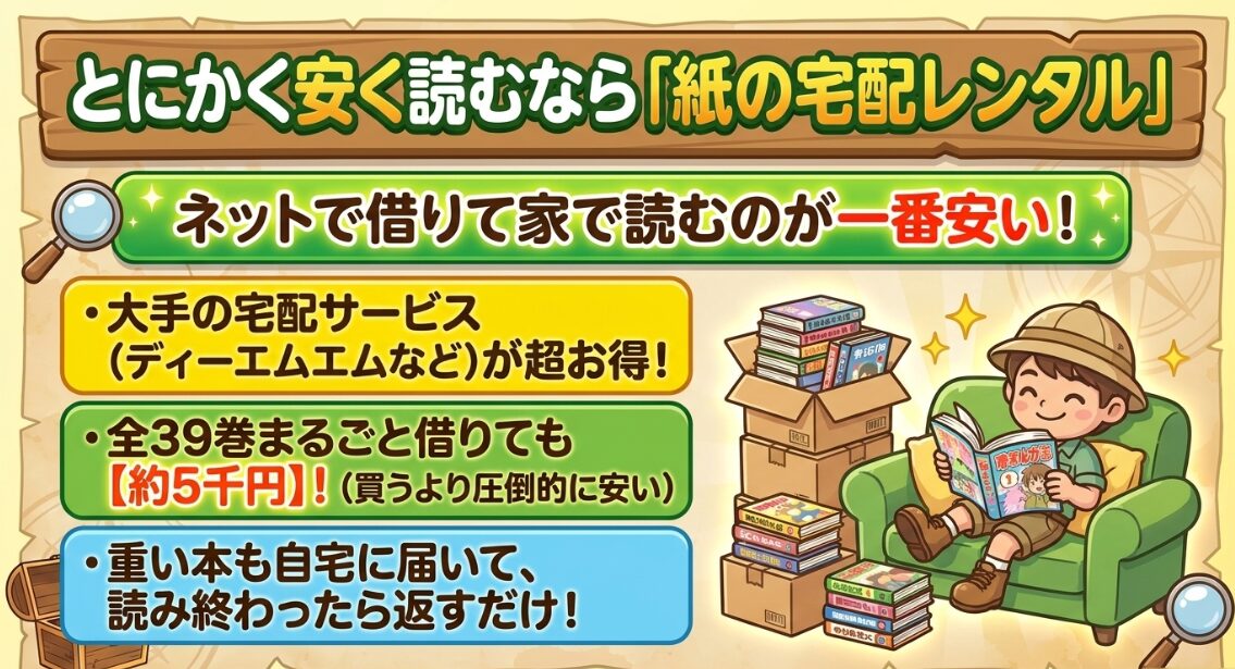 紙の漫画を安く一気に読むならDMMコミックなどの宅配レンタルがお得