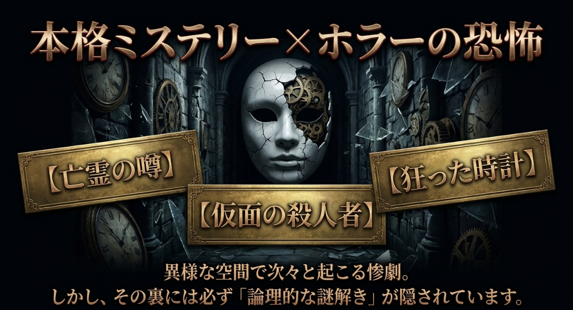 亡霊の噂や仮面の殺人者など時計館の殺人が持つホラー要素と本格ミステリーの魅力