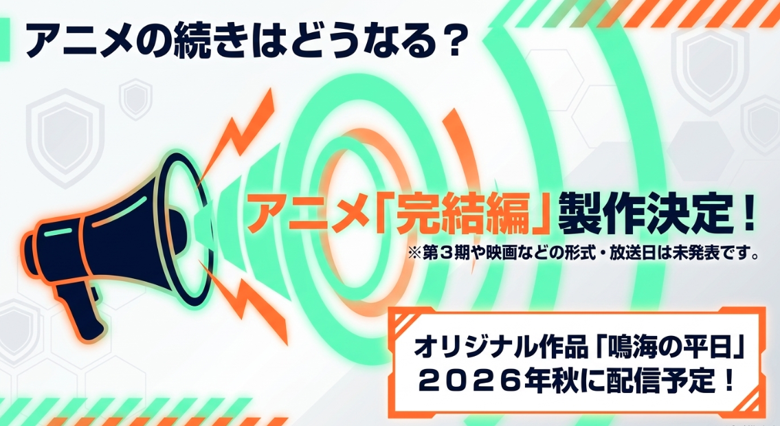 怪獣8号のアニメ完結編が製作決定、鳴海の平日は2026年秋配信予定