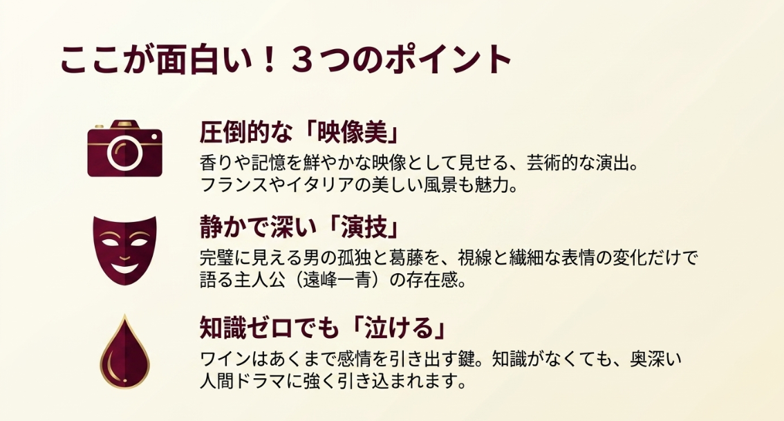 実写版『神の雫』が面白い3つのポイント(映像美・演技・人間ドラマ)