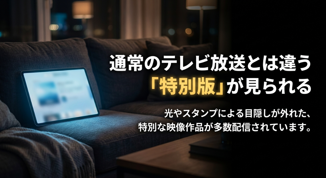 DMM TVで配信されている、光やスタンプによる目隠しが外れた規制解除などの特別版アニメについての解説